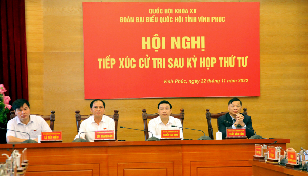 Bộ trưởng Bộ Ngoại giao Bùi Thanh Sơn và các ĐBQH  tại điểm cầu tỉnh 