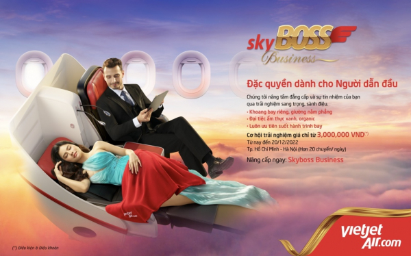 Opt1. Review nhanh SkyBoss Business: Vô vàn đặc quyền, quà tặng ấn tượngOpt2. Bay cùng SkyBoss Business, cảm nhận trải nghiệm khác biệt từ VietjetOpt3. Trải nghiệm đẳng cấp dẫn đầu sau chuyến bay hạng SkyBoss Business -0