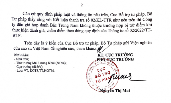 Cục Bổ trợ Tư pháp hướng dẫn làm rõ kiến nghị của Viện nghiên cứu Cao su Việt Nam