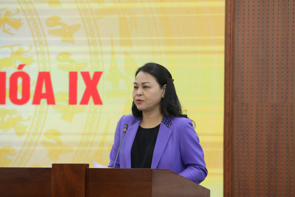 Phó Chủ tịch, Tổng Thư ký Ủy ban Trung ương MTTQ Việt Nam Nguyễn Thị Thu Hà phát biểu