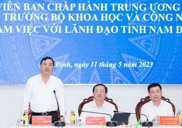 Bộ trưởng Bộ Khoa học và Công nghệ làm việc tại tỉnh Nam Định -0