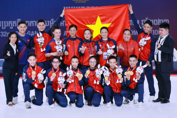 SEA Games 32: Aerobic Việt Nam giành trọn bộ 5/5 huy chương vàng -0