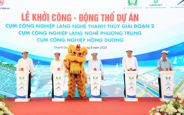 Bí thư Thành ủy Đinh Tiến Dũng dự lễ khởi công 3 cụm công nghiệp tại Thanh Oai -0