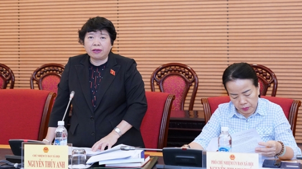Chủ nhiệm Ủy ban Xã hội Nguyễn Thúy Anh - Trưởng Đoàn giám sát phát biểu tại cuộc làm việc. Ảnh: Hồ Long
