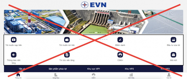 Tiếp tục xuất hiện trang web giả mạo thương hiệu EVN -0
