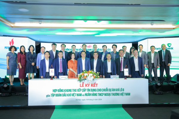 Petrovietnam và Vietcombank ký kết hợp đồng khung thu xếp cấp tín dụng cho chuỗi dự án khí điện Lô B -0