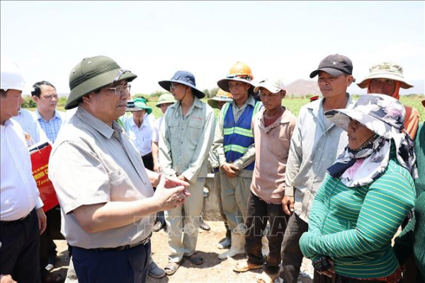 Thủ tướng Phạm Minh Chính kiểm tra, chỉ đạo công tác chống hạn tại Ninh Thuận -0