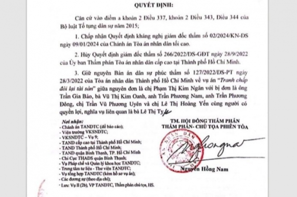 Vụ tranh chấp nhà đất tại Quận Bình Thạnh, TP. Hồ Chí Minh: Giữ nguyên phán quyết buộc bị đơn trả hơn 446m2 đất cho nguyên đơn -0