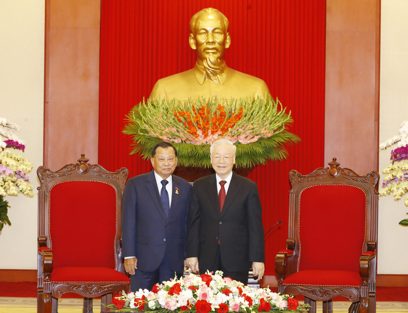 Tổng Bí thư Nguyễn Phú Trọng tiếp Chủ tịch Thượng viện Vương quốc Campuchia Say Chhum -0