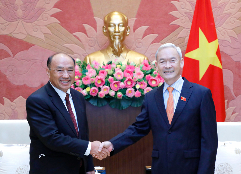 Chủ nhiệm Ủy ban Tài chính - Ngân sách Nguyễn Phú Cường tiếp Chủ nhiệm Ủy ban Kế hoạch, Tài chính và Kiểm toán của Quốc hội Lào -0