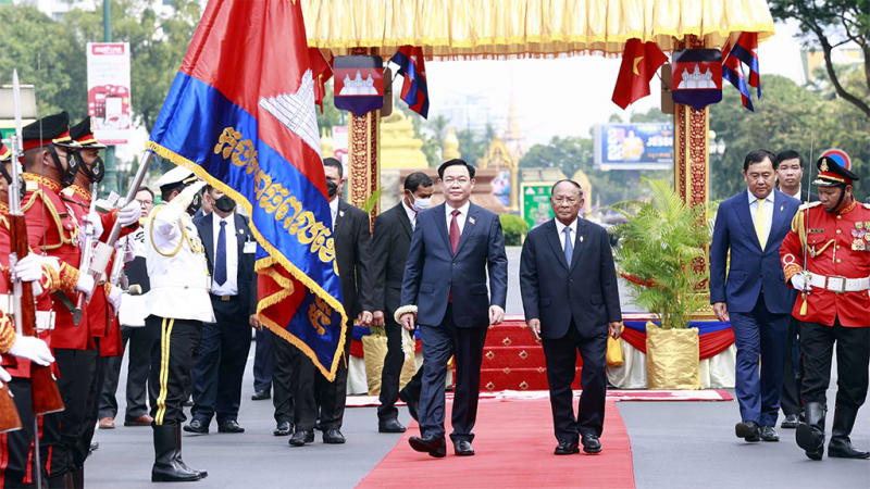 Một số hình ảnh Lễ đón Chủ tịch Quốc hội Vương Đình Huệ thăm chính thức Vương quốc Campuchia -2