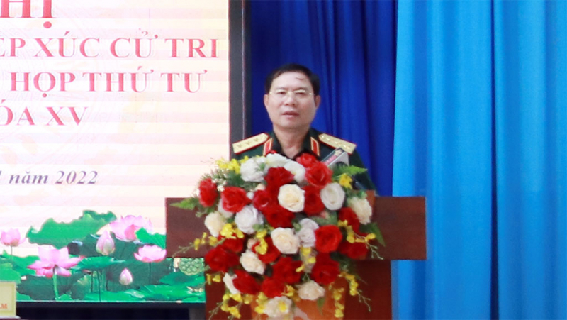Thượng tướng Nguyễn Tân Cương tiếp xúc cử tri tại xã Hưng Hoà, huyện Bàu Bàng, tỉnh Bình Dương -3