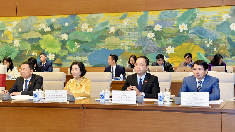 Chủ tịch Quốc hội Vương Đình Huệ đón và hội đàm với Chủ tịch Quốc hội Hàn Quốc -4