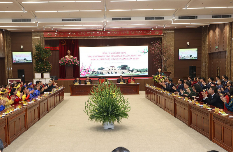 Tổng Bí thư Nguyễn Phú Trọng thăm, chúc Tết Đảng bộ, chính quyền và Nhân dân Thủ đô Hà Nội -0