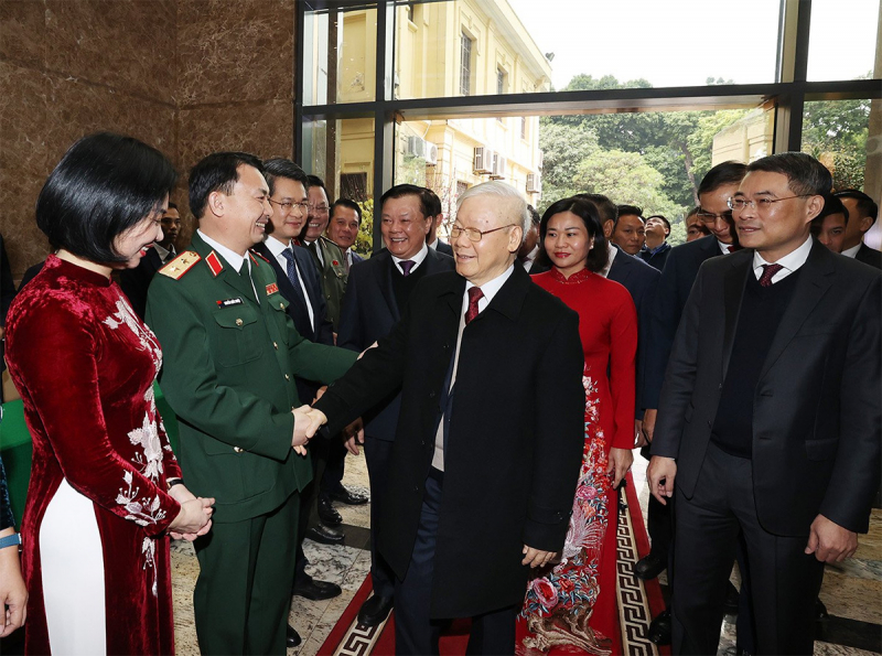 Tổng Bí thư Nguyễn Phú Trọng thăm, chúc Tết Đảng bộ, chính quyền và Nhân dân Thủ đô Hà Nội -2