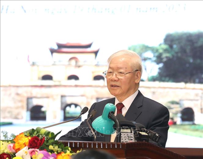 Tổng Bí thư Nguyễn Phú Trọng thăm, chúc Tết Đảng bộ, chính quyền và Nhân dân Thủ đô Hà Nội -5