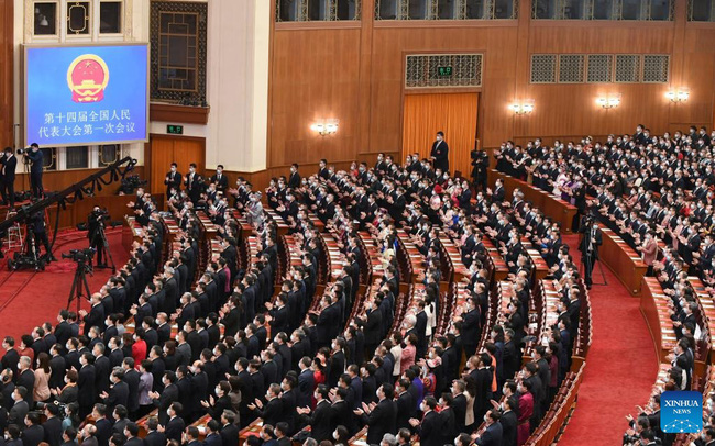 Nguồn: Tân Hoa xã. Kỳ họp thứ nhất Đại hội Đại biểu Nhân dân toàn quốc (Quốc hội) Trung Quốc khóa XIV đã bế mạc tại Bắc Kinh hôm 13.3