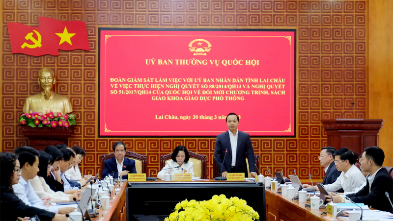 Đoàn giám sát của Ủy ban Thường vụ Quốc hội làm việc với UBND tỉnh Lai Châu -0