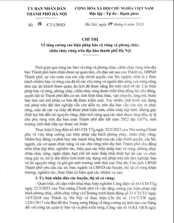 Tăng cường các biện pháp bảo vệ và phòng, chữa cháy rừng trên địa bàn TP. Hà Nội -0