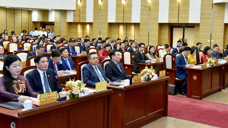 Một số hình ảnh Chủ tịch Quốc hội Vương Đình Huệ dự khai mạc Kỳ họp thứ 12, HĐND thành phố Hà Nội Khoá XVI