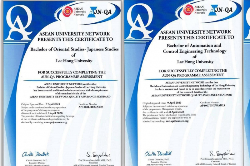 Trường Đại học Lạc Hồng có thêm 4 chương trình đào tạo được cấp chứng nhận AUN-QA  -0