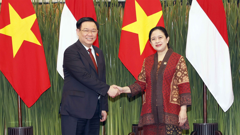 Chủ tịch Quốc hội Vương Đình Huệ hội đàm với Chủ tịch Hạ viện Cộng hoà Indonesia Puan Maharani -0