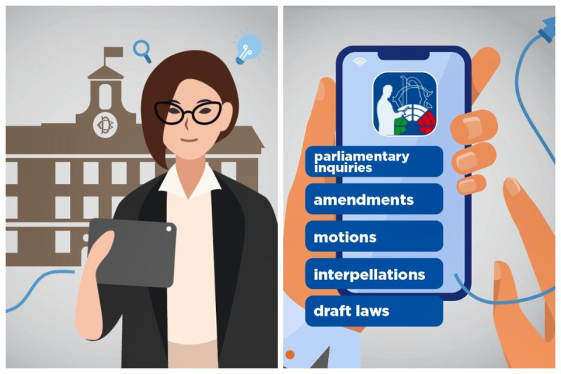 Ứng dụng Geo-Camera được tích hợp vào điện thoại thông minh để giúp nghị sĩ có thể tham gia họp trực tuyến. Ảnh: Hạ viện Italy