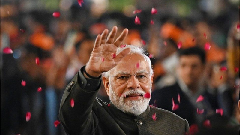 Thủ tướng Narendra Modi gần như đang nắm chắc chiến thắng thứ ba. Ảnh: Reuters