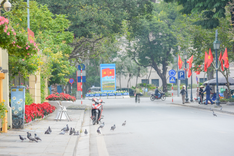 Hà Nộ Mùng 1 Tết: Phố phường rực rỡ cờ hoa mừng xuân Giáp Thìn  -3