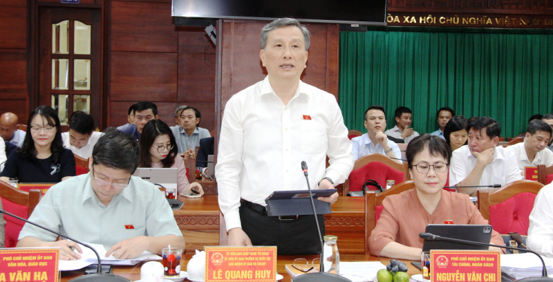 Chủ nhiệm Ủy ban Khoa học, Công nghệ và Môi trường Lê Quang Huy phát biểu tại buổi làm việc với UBND tỉnh Đắk Lắk