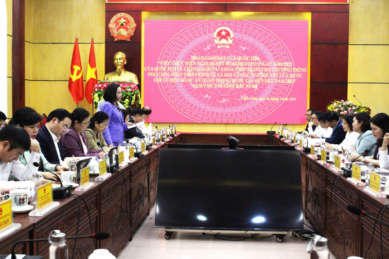 Đoàn giám sát của Quốc hội làm việc với UBND tỉnh Bắc Ninh về thực hiện Nghị quyết số 43/2022/QH15 -0