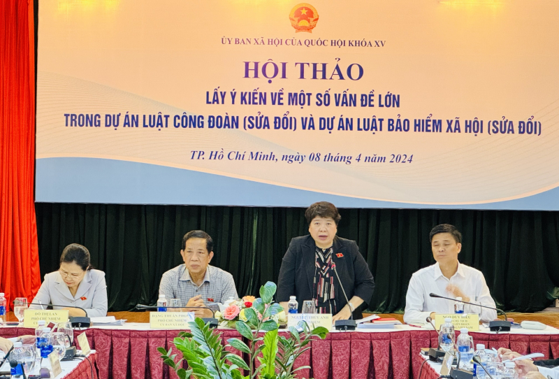 Chủ nhiệm Ủy ban Xã hội Nguyễn Thuý Anh phát biểu tại hội thảo