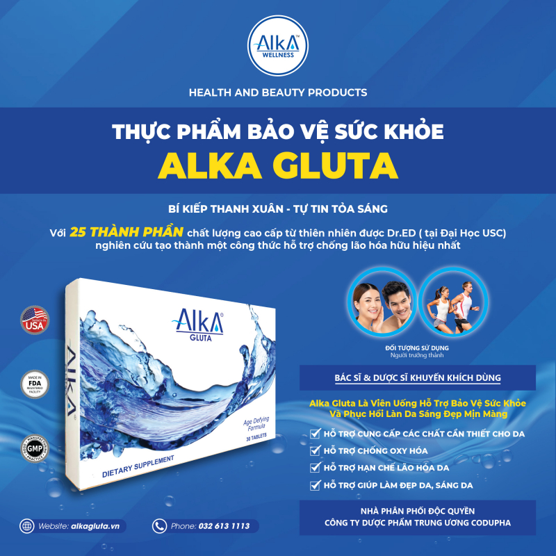 Alka Gluta: Hỗ trợ hạn chế lão hóa dựa trên glutathione cao cấp cho làn da Việt -0