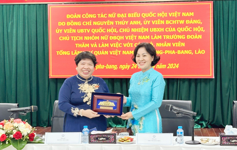 Nhóm nữ đại biểu Quốc hội Việt Nam thăm, làm việc tại Luang Prabang, CHDCND Lào -0
