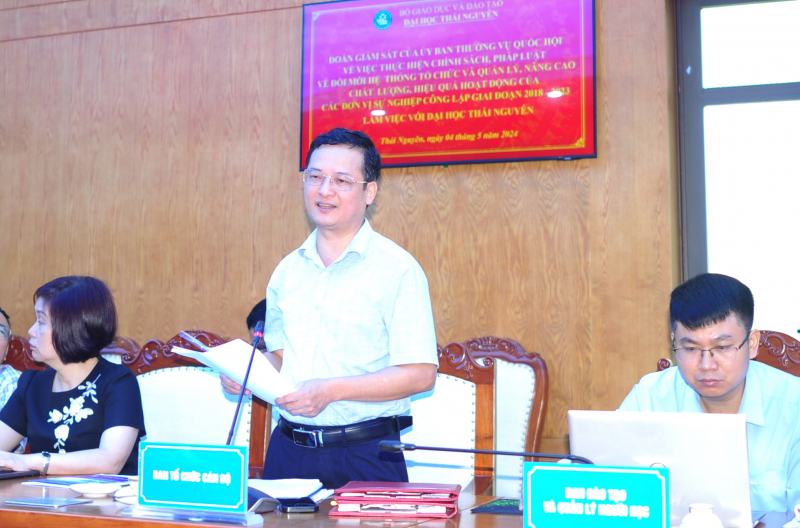 Đoàn giám sát của Ủy ban Thường vụ Quốc hội về đơn vị sự nghiệp công lập làm việc với Đại học Thái Nguyên -0