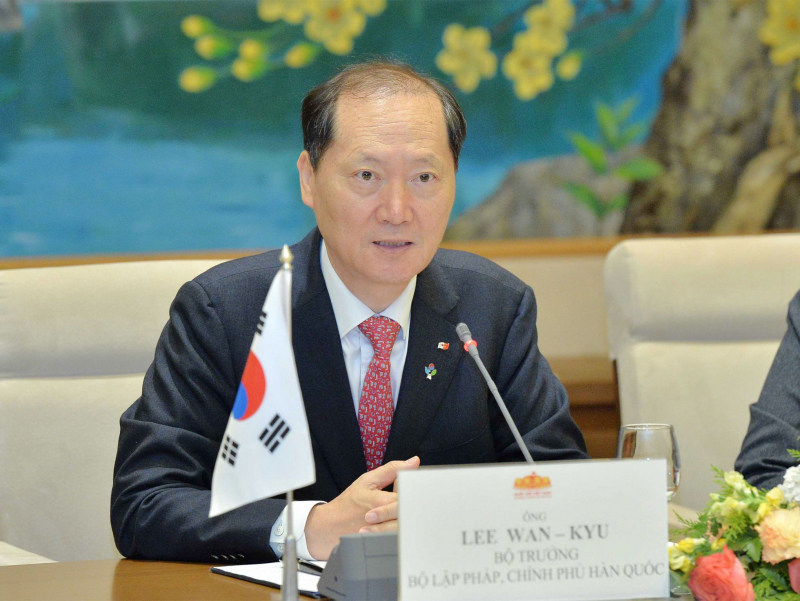 Chủ nhiệm Ủy ban Pháp luật Hoàng Thanh Tùng làm việc với Bộ trưởng Bộ Lập pháp Chính phủ Hàn Quốc -0